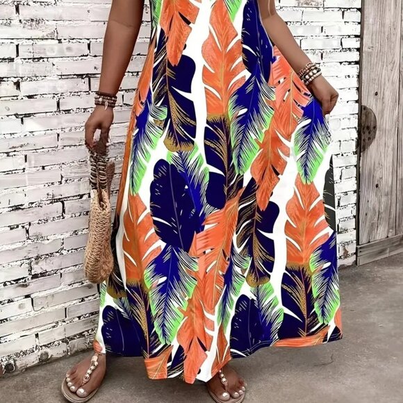 Women Plus Size Vibrant Print Vacation Summer Holiday Beach Maxi Dress 14W -20W - Picture 2 of 12